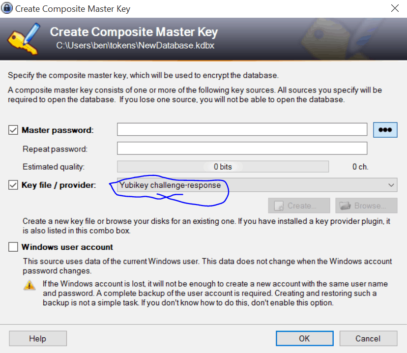 file generate key 2 keepass Authentication  Factor Two b3n.org YubiKey