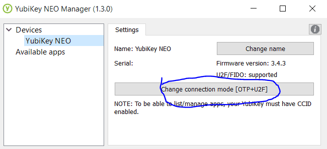 click the Change connection mode button