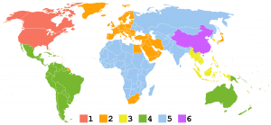 World Map with DVD Region Codes