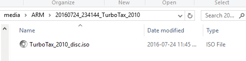 Screenshot of TurboTax ISO file