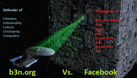 Defender (Star Trek USS Enterprise) of Freedom vs Facebook (Borg ship)