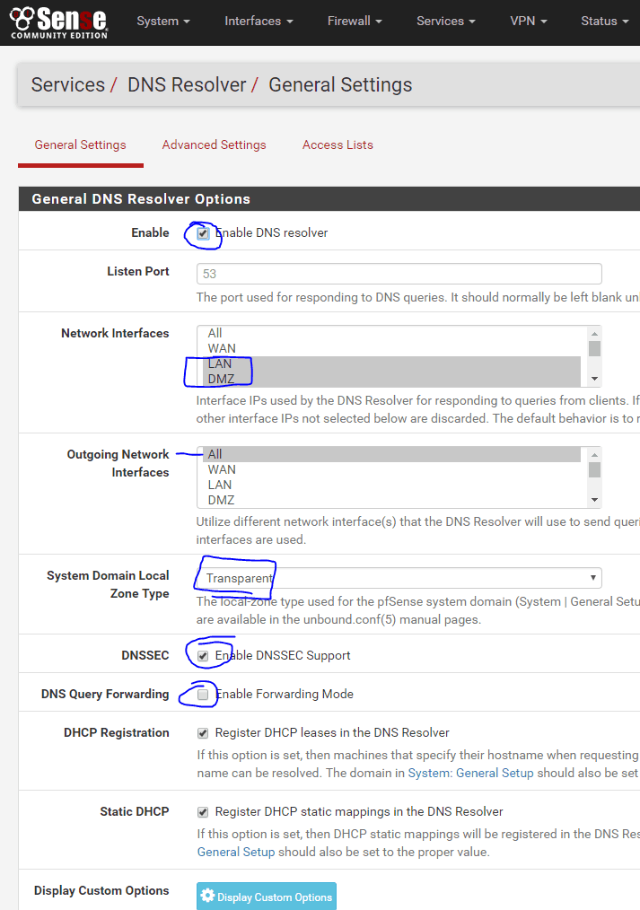 Pfsense dns resolver настройка