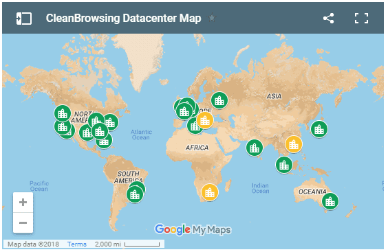 CleanBrowsing DNS Filtering Map