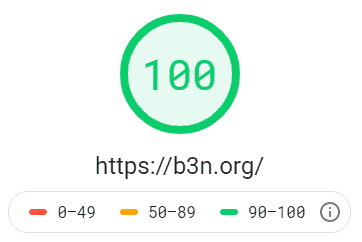 Perfect 100 PageSpeed Score for b3n.org
