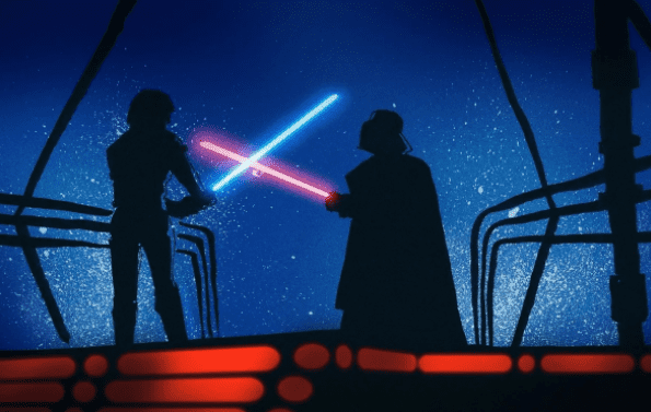 Vader and Luke fighting