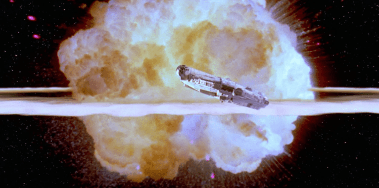 Falcon with Death Star exploding