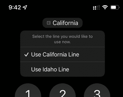Showing two lines available on the iPhone dialer