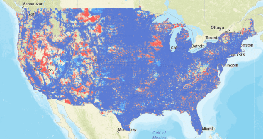 AT&T and Verizon coverage in the USA
