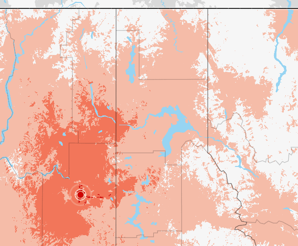 Verizon coverage map.  Shows 5G in Spokane area but LTE everywhere else.