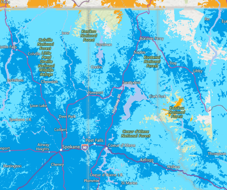 AT&T coverage map.  Shows extensive coverage.