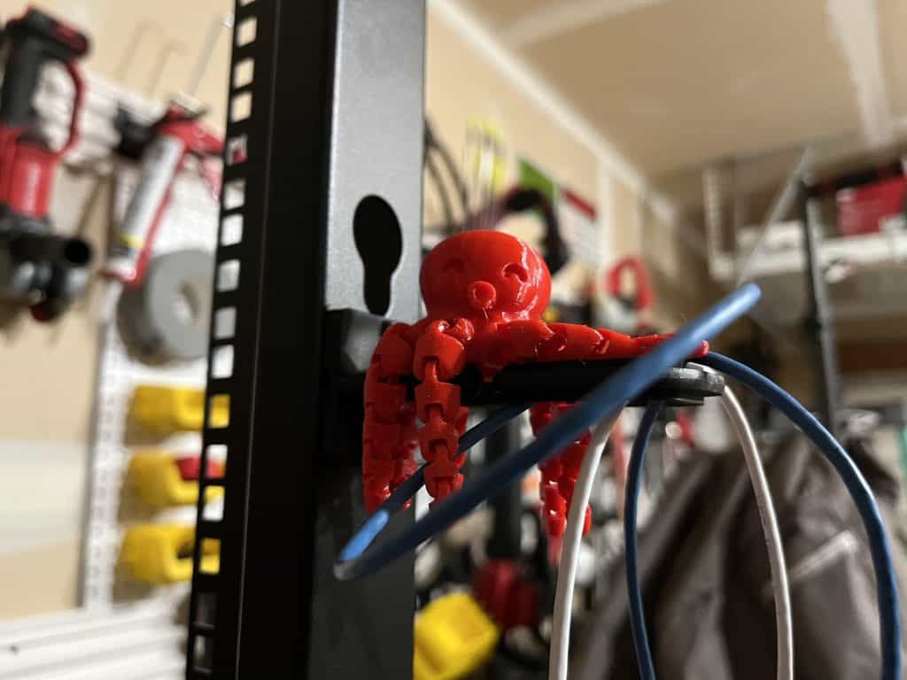 3D Printed Octopus on Server Rack