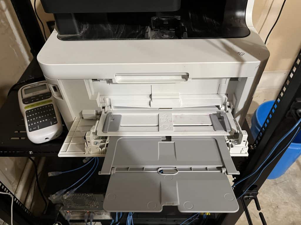 Brother Printer Multi Purpose Tray opened and extended