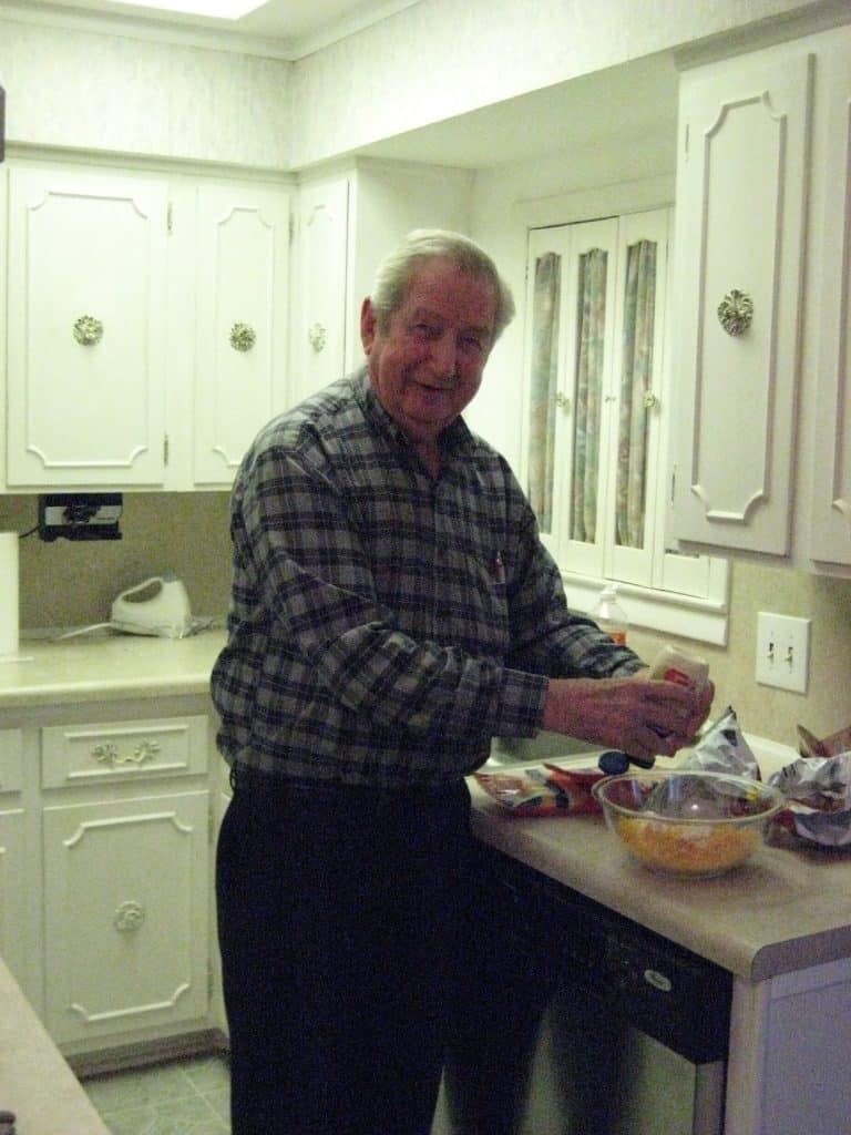 Pops making Shrimp Canapes